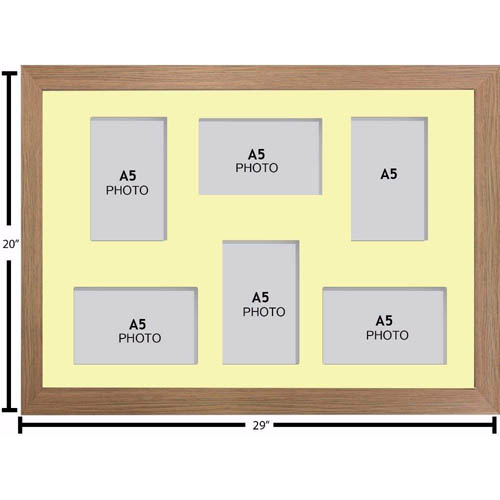 Large Multi Picture Photo Aperture Frame A5 size with 6 openings