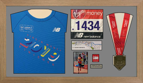 2019 London Marathon Medal and Shirt Display Frame in Black Mount