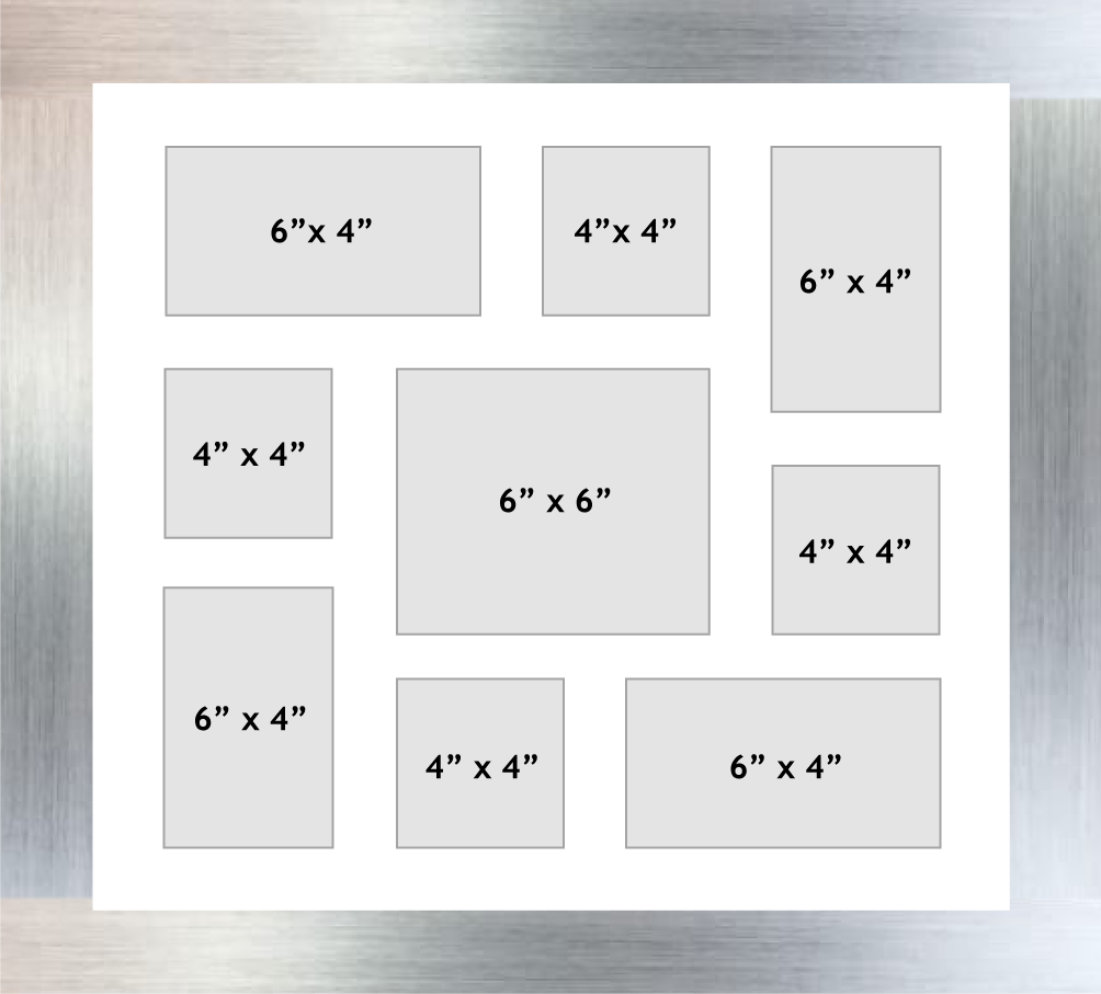 Multi Aperture Photo Frame fits 9 (4 6x4, 4 4x4, 1 6x6) photos multi-picture frames