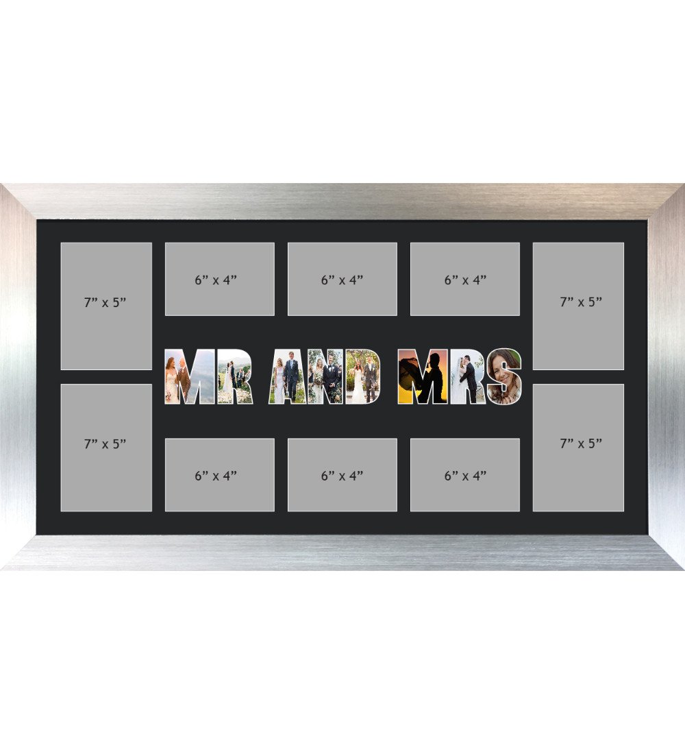 MR AND MRS Photo Frame Personalised Name Frames | Large Multi MR AND MRS Word Photo 3D Frame