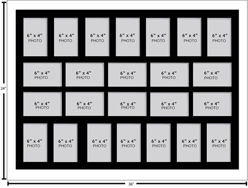 Large Multi Picture Photo Aperture Frame 6” x 4” size with 24 openings