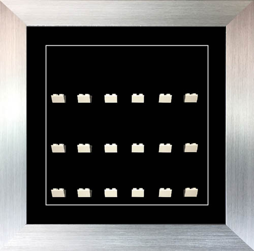 Lego Minifigure Display Frame Case for Lego Minifigures in Black Backing and White Roof Slope