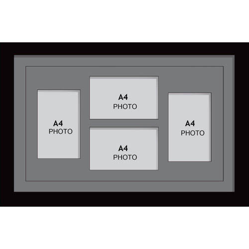 Large Multi Picture Photo Aperture Frame, A4 size with 4 openings