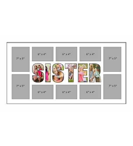 SISTER Photo Frames Personalised Name Frames - Large Multi SISTER Word Photo 3D Frames