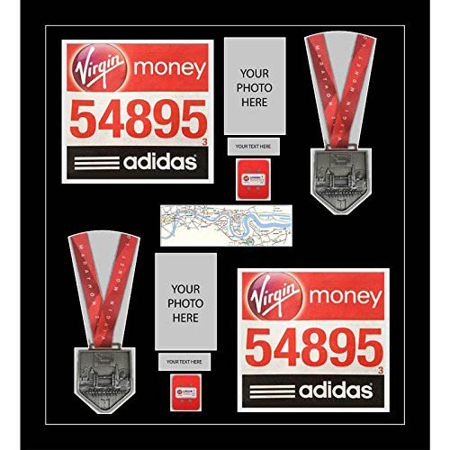 London marathon 2019 medal frame for 2xmedals, 2x Running Bib and 2x timing chip