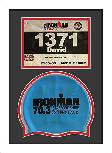 Ironman Staffordshire 70.3 triathlon running Number and Swimming cap Display Frame