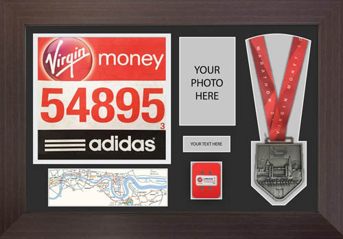 London Marathon 2019 Medal Display Frame with Timing chip display.