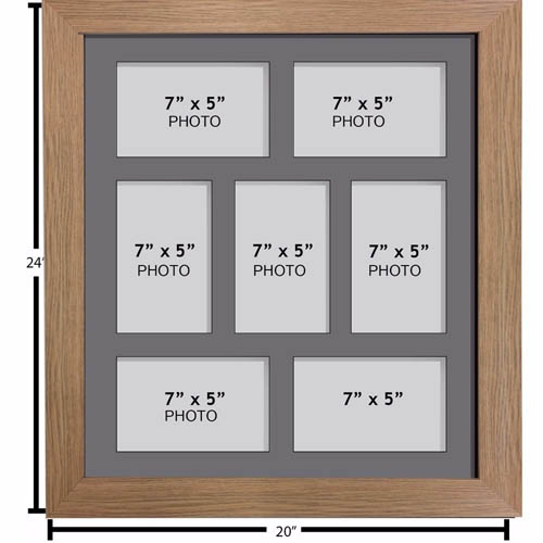 Large Multi Picture Photo Aperture Frame, 7” x 5” size with 7 openings