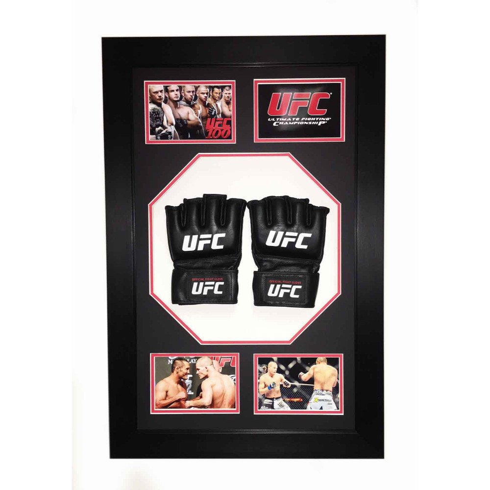 Frame Display Case For 2x Signed UFC Or MMA Glove And Mitts In Octagon 3D Design Box Frame