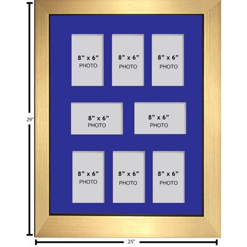 Large Multi Picture Photo Aperture Frame, 8” x 6” size with 8 openings