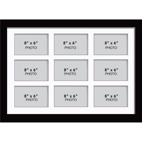 Large Multi Picture Photo Aperture Frame 8” x 6” size with 9 openings