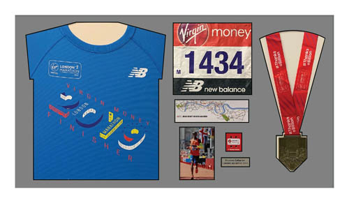 2019 London Marathon Medal and Shirt Display Frame in Black Mount