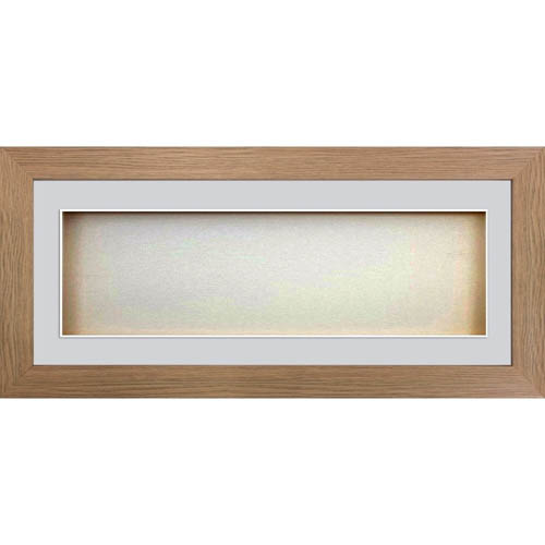 Rectangle 3D Cube Panoramic Box Frames For Baby Cast - Grey Mount With Oak Frame