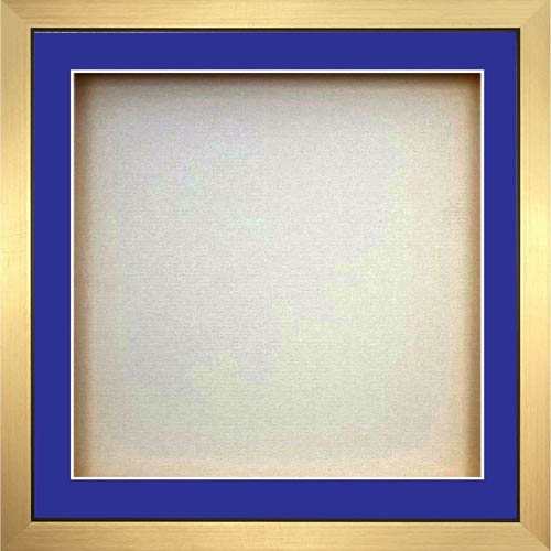 3D Square Box Frames For Baby Cast - Blue Mount With Gold Frame