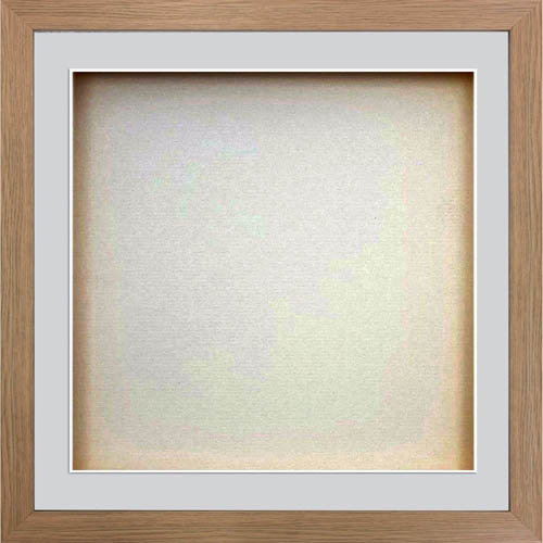3D Square Box Frames For Baby Cast - Grey Mount With Oak Frame
