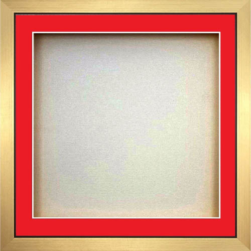 3D Square Box Frames For Baby Cast - Red Mount With Gold Frame