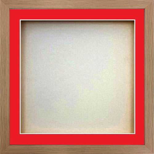 3D Square Box Frames For Baby Cast - Red Mount With Oak Frame
