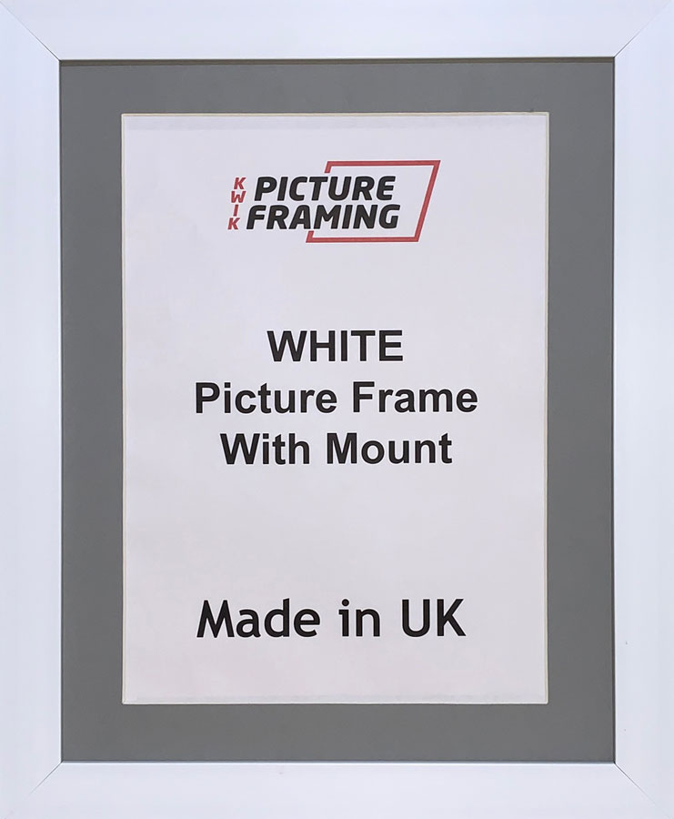 White Picture Frame with Grey Mount