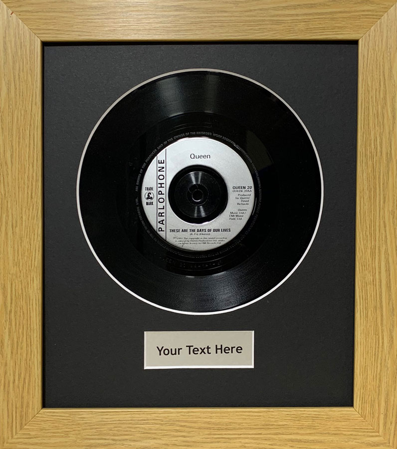 12 Inch Single Vinyl LP Record Frame with Title | Black Mount - Oak Frame