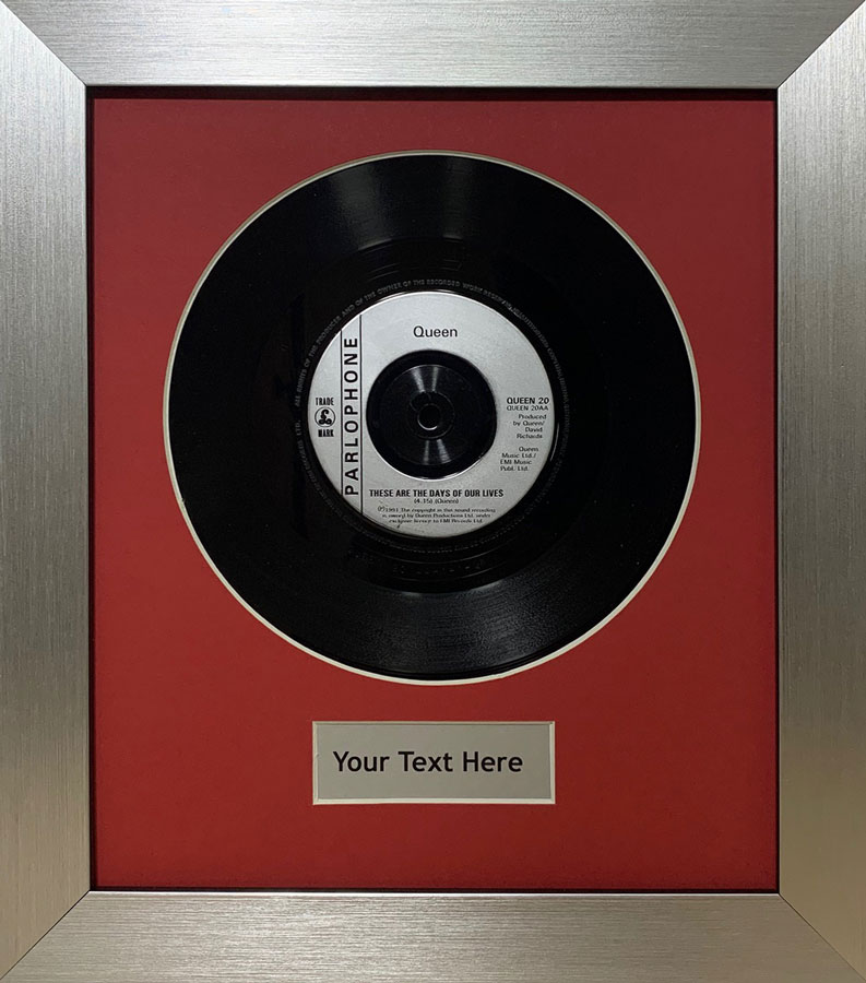 10 Inch Single Vinyl LP Record Frame with Title | Red Mount - Silver Frame